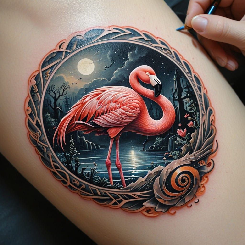 Stunning Flamingo Logo Combines Fantasy and Science