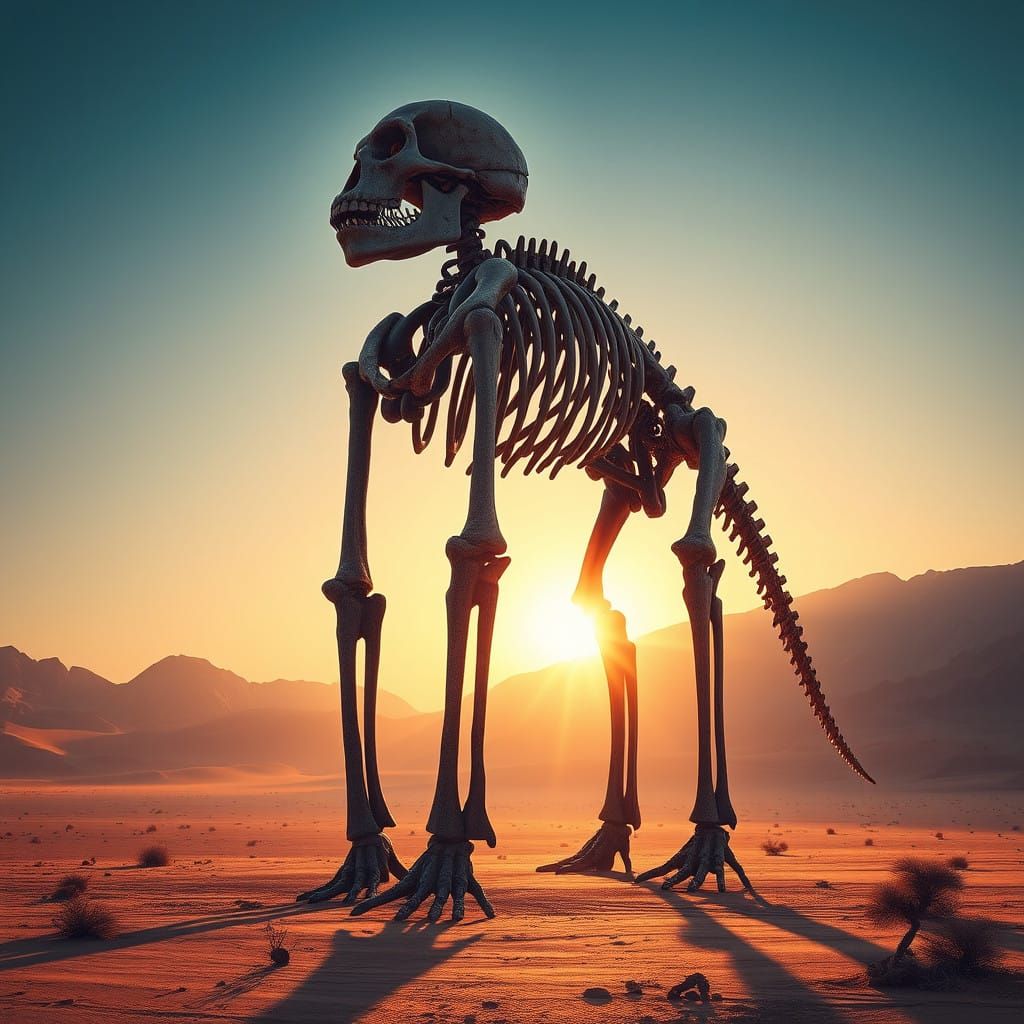 Epic Giant Skeleton in Desert Landscape