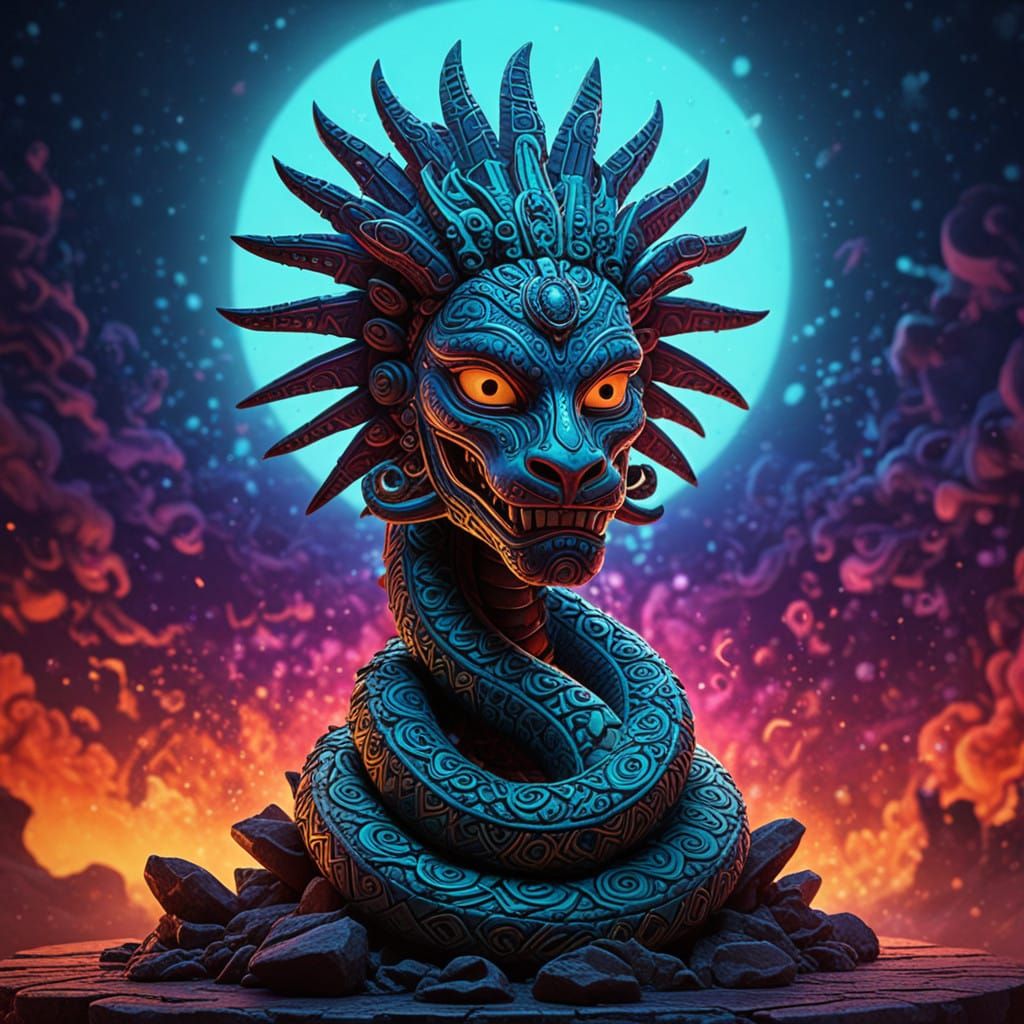 Aztec God of the Serpent in Dark Fantasy Concept Art