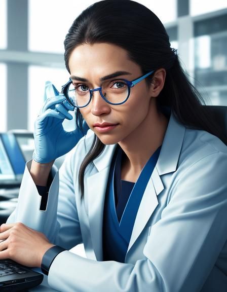 Futuristic Scientist Portrait in Hi-Tech Laboratory