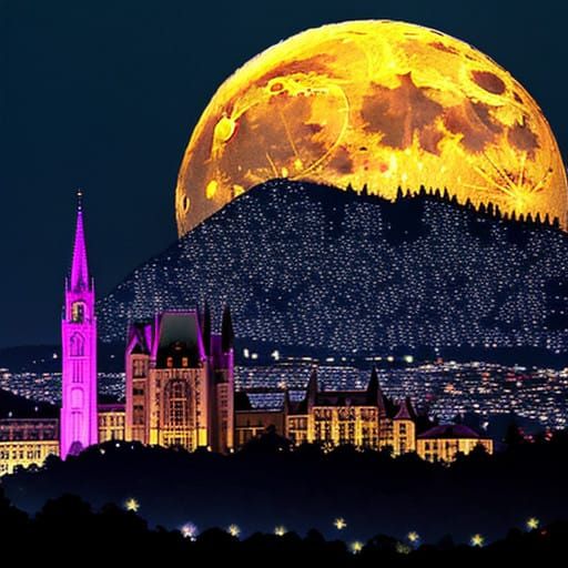 Full Pink Moon Over Biltmore Estate