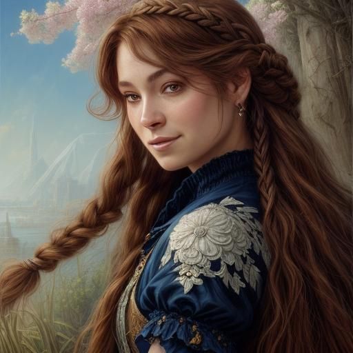 Girl with Puppy: Whimsical Fantasy Art in Colored Pencil Sty...