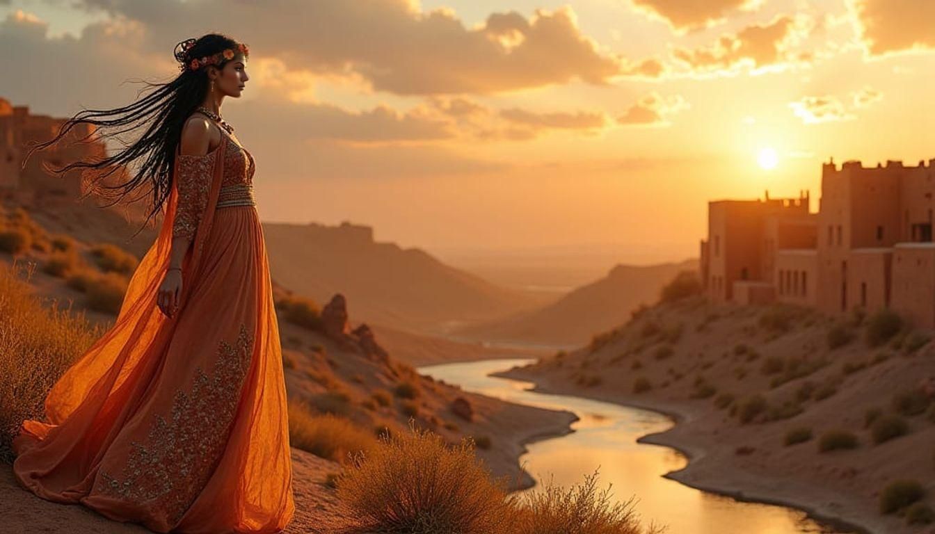 Fertility Goddess Nurturing Desert Landscape