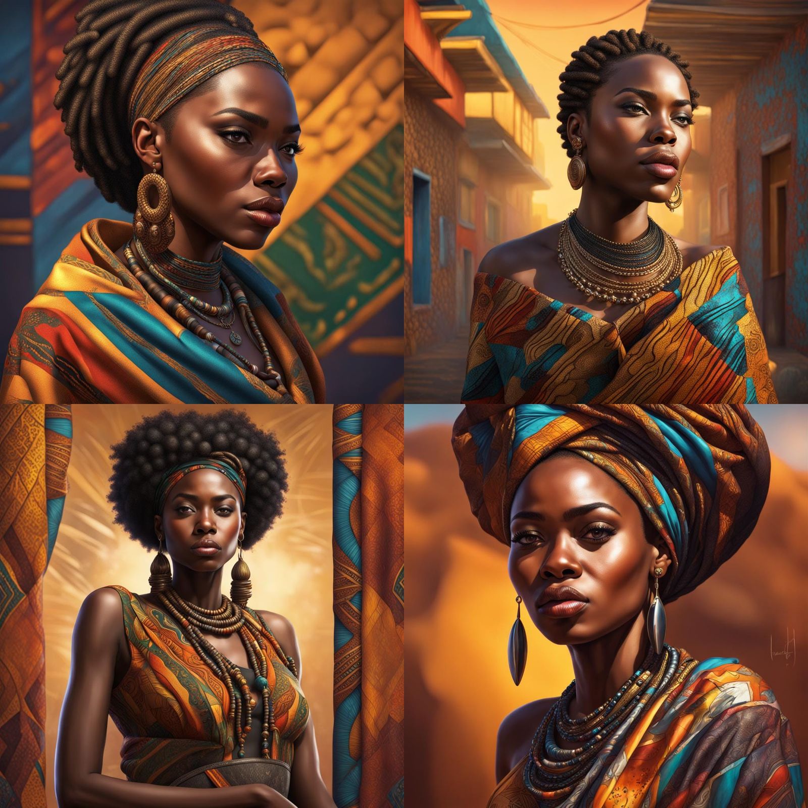 Hyperrealistic Black Woman in African Attire