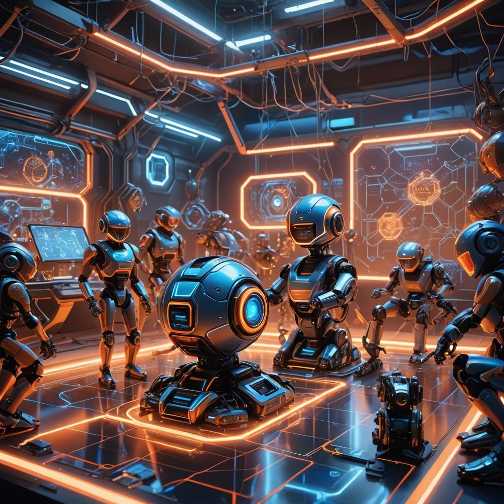 Robotic Soccer Team Planning Strategy in Neon-Lit Arena