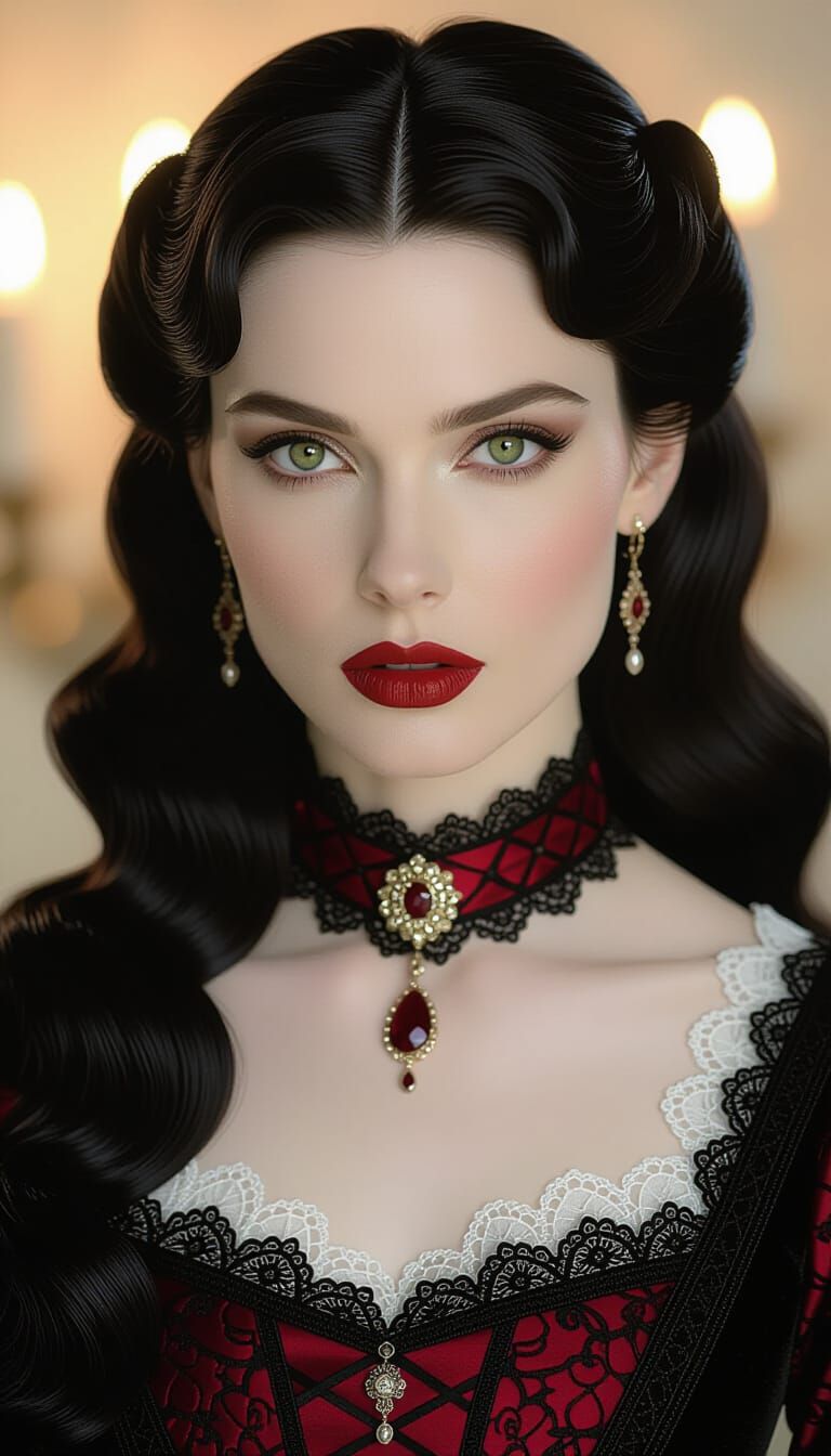 Elegant Vampire Lady Portrait in Cinematic Style