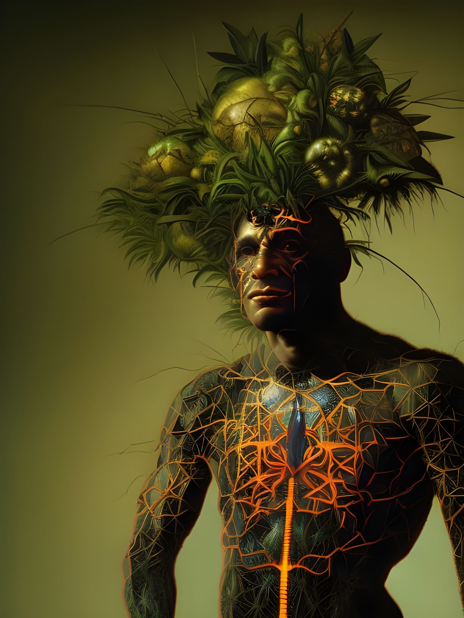 Mad Scientist in Style of Basquiat and Arcimboldo