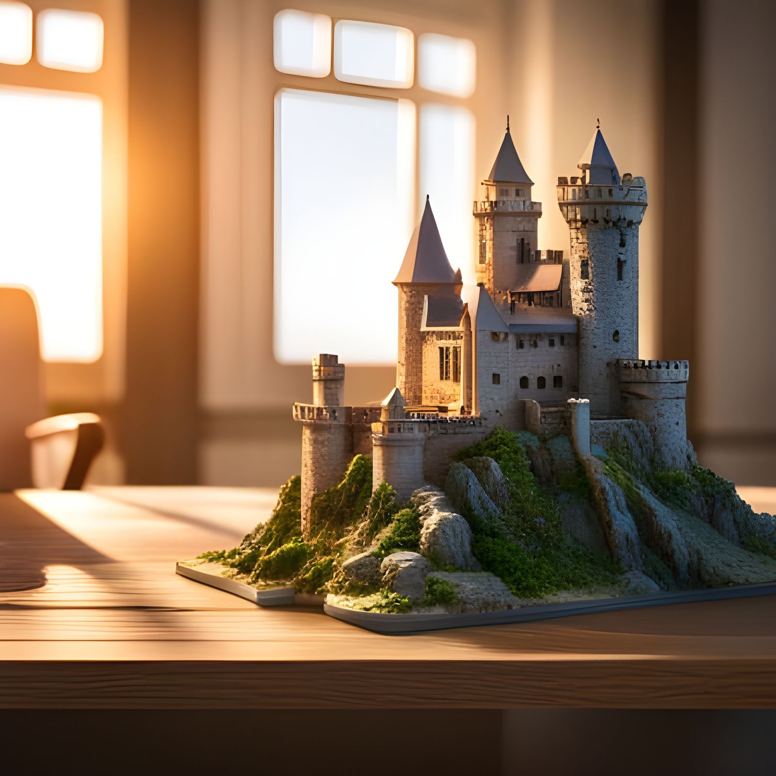 Hyperrealistic Model Castle in Sunlight: Concept Art