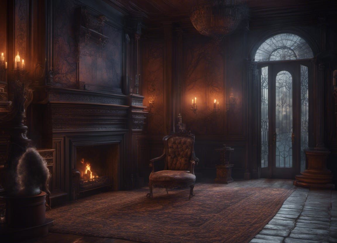 Haunted Mansion Interior in Detailed Matte Painting