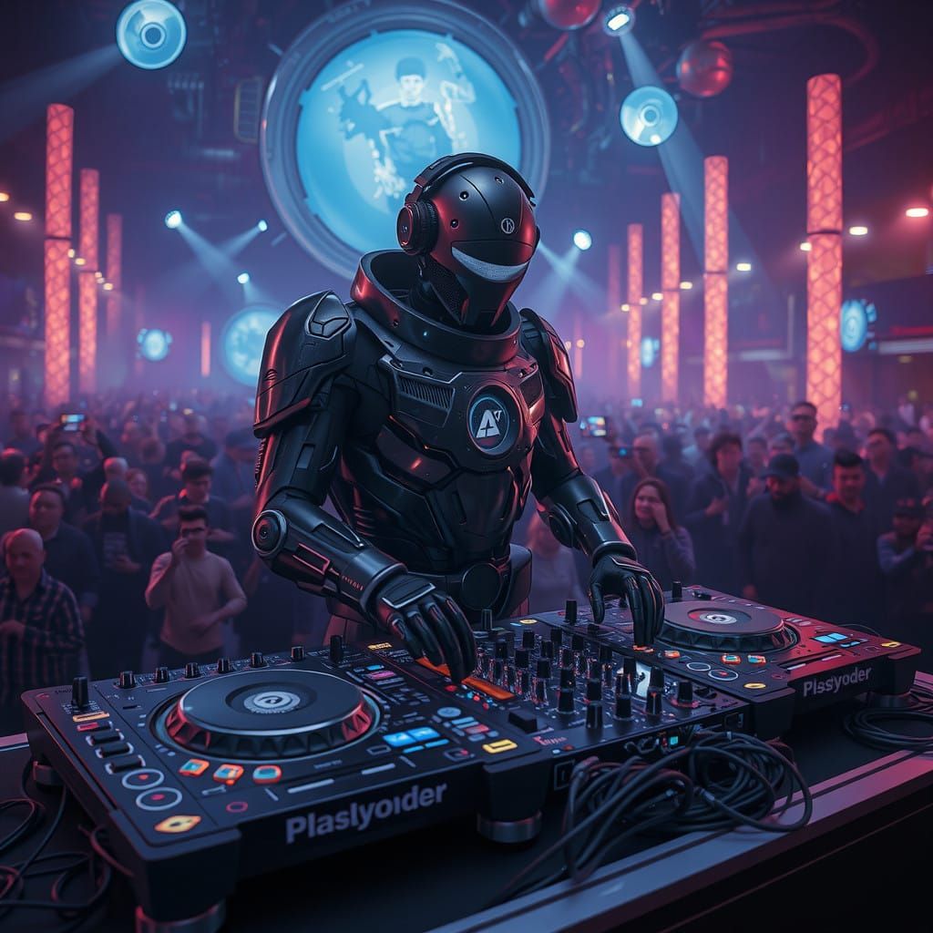 Cyborg DJ Illuminates Futuristic Nightclub