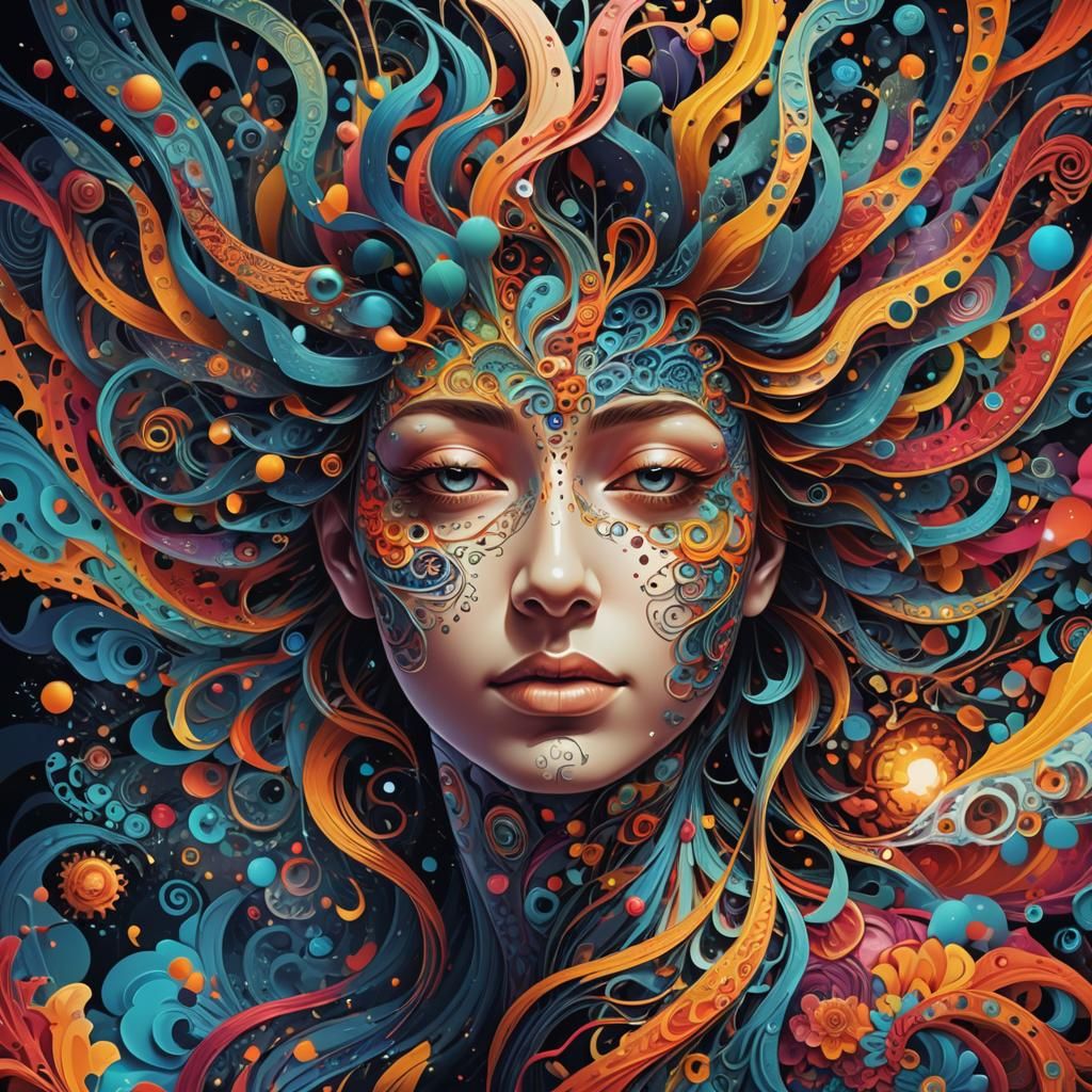 Surreal Fractal Mindscape in Abstract Expressionism