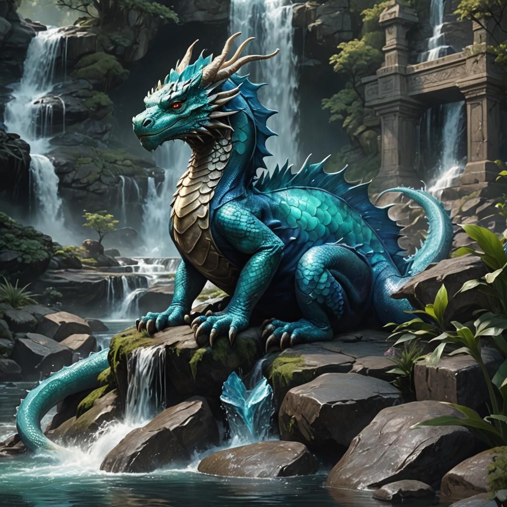 Ethereal Water Dragon in Dark Fantasy Style