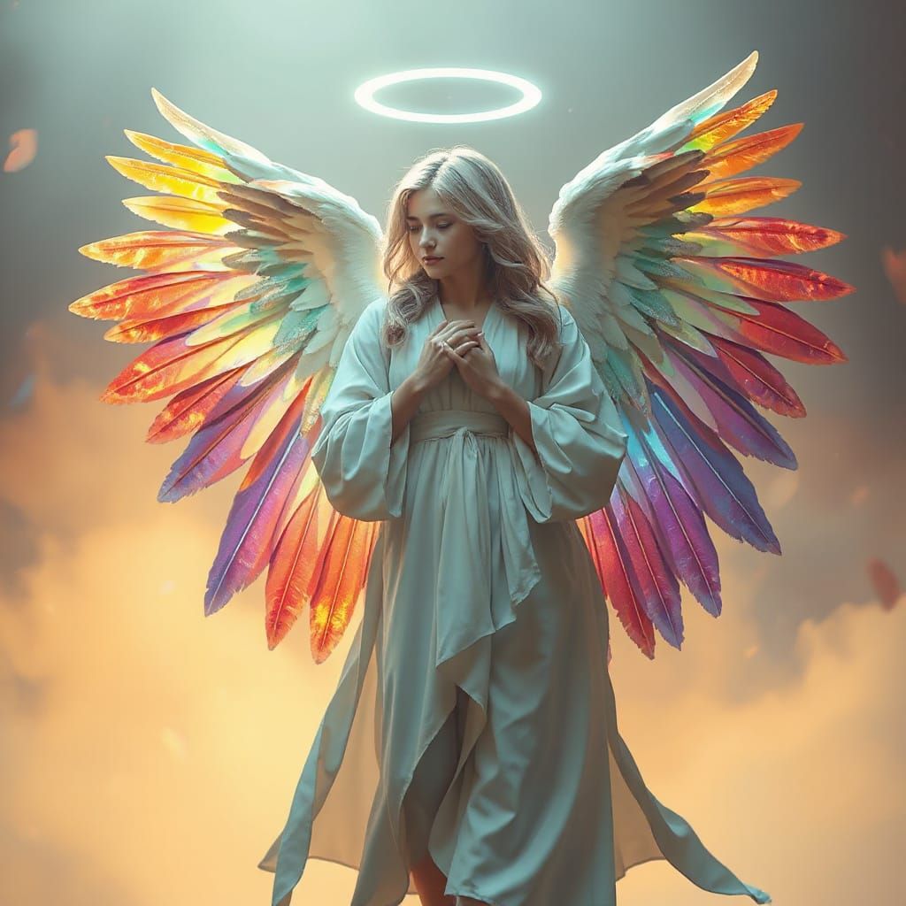 Rainbow Angel of Compassion in Ethereal Style