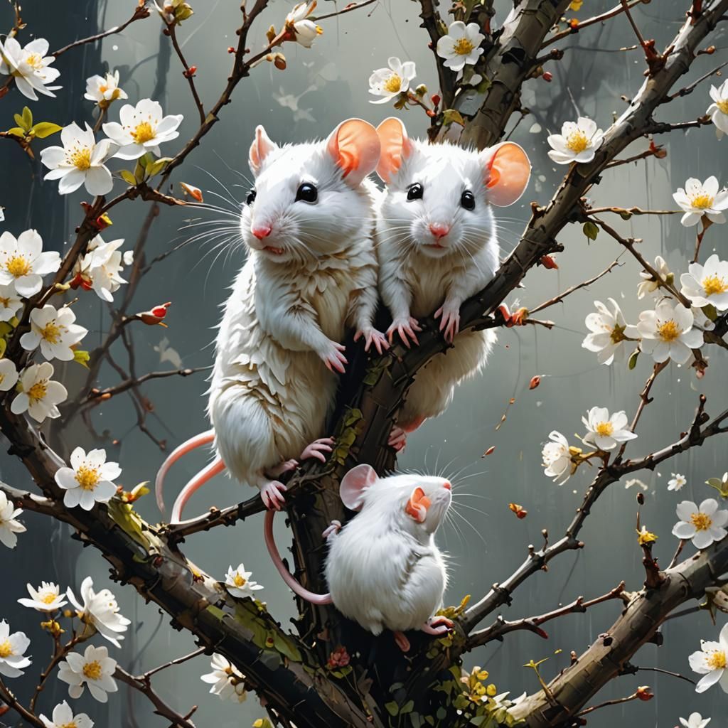 Mice in Apple Tree: Detailed Matte Painting