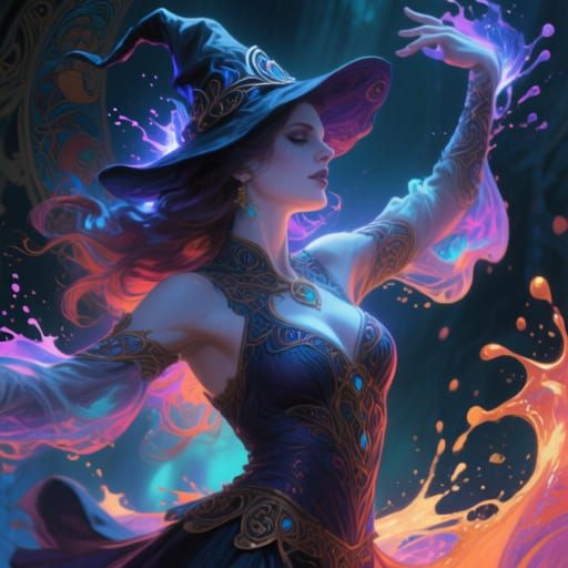 Magical Female Wizard Dancing Concept Art