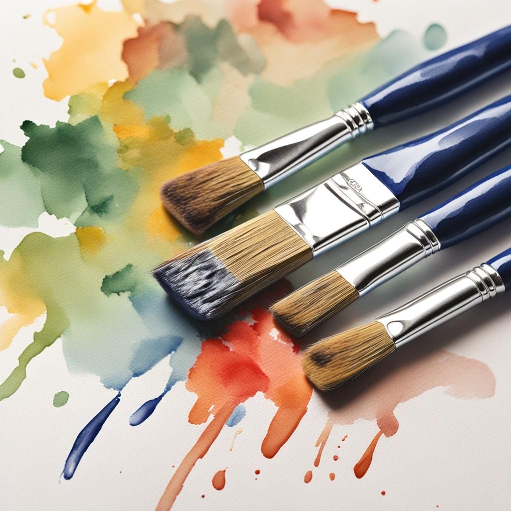 Watercolor Painting of a Paint Brush