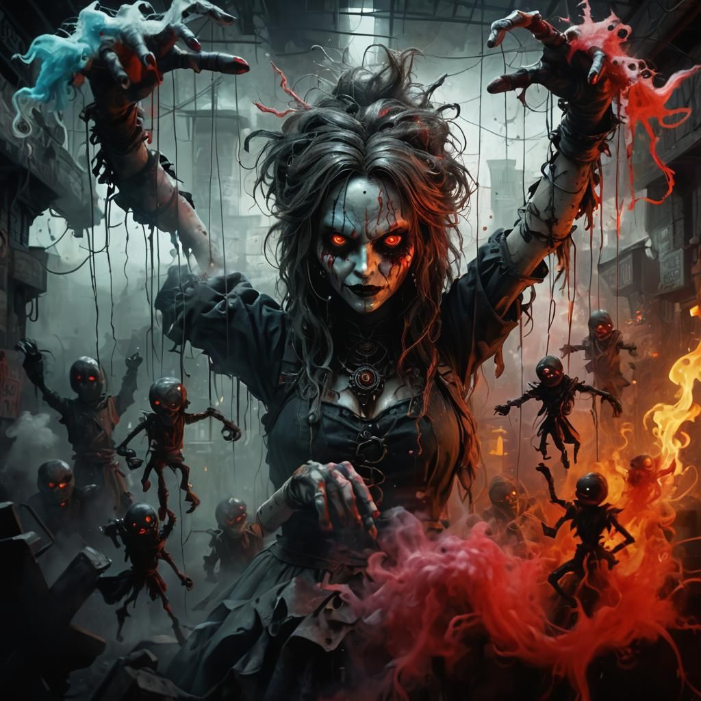 Haunting Puppet Master in Graffiti Art Style