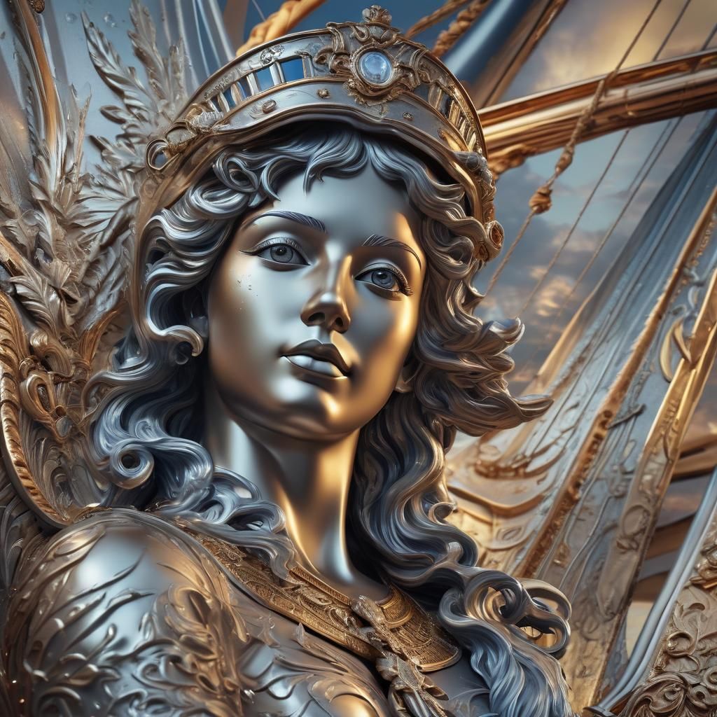 Ornate Figurehead Concept Art in Art Deco Style