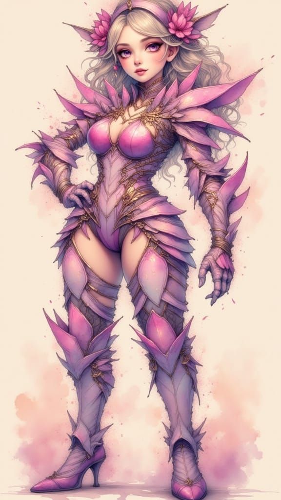 Heroic Anime Woman in Luminescent Attire