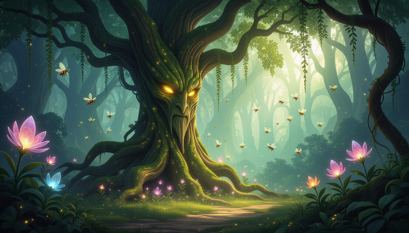 Ancient Treant in Magical Forest Glade