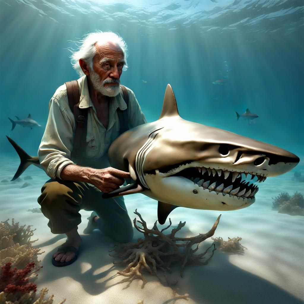 Old Man and the Sea: Hyperrealistic Shark Skeleton