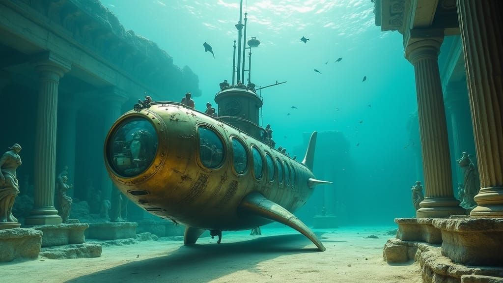 Steampunk Shark Submarine Explores Ancient Ruins