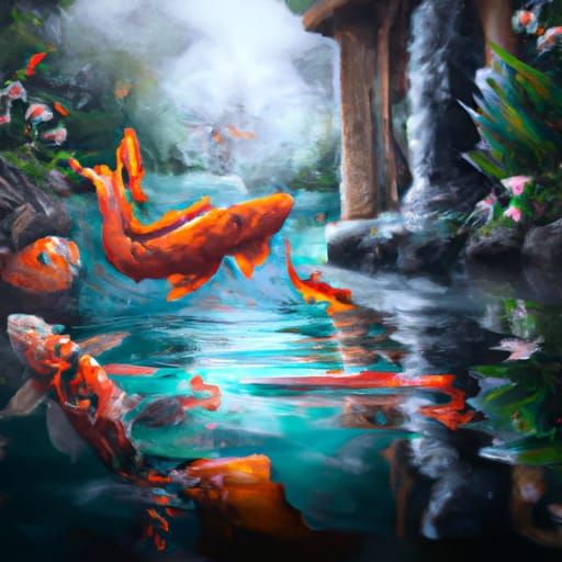Cinematic Koi Pond Digital Matte Painting