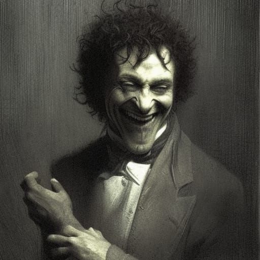 Creepy Tall Man Smiling: Horror Art