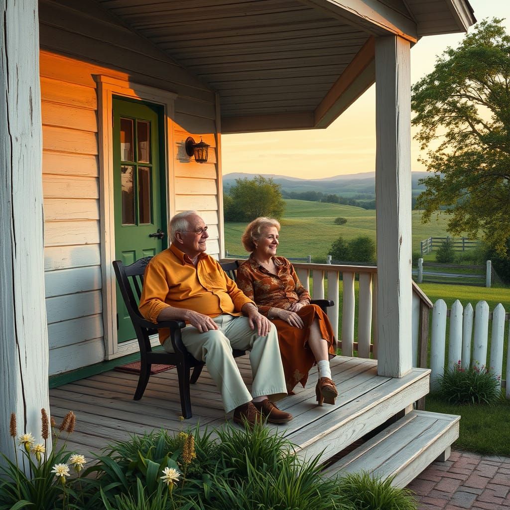 A Rustic Summer Evening on an Illinois Farmhouse Porch