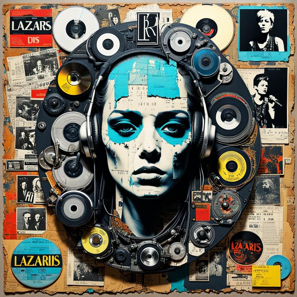 1990s Style Album Cover Art Collage