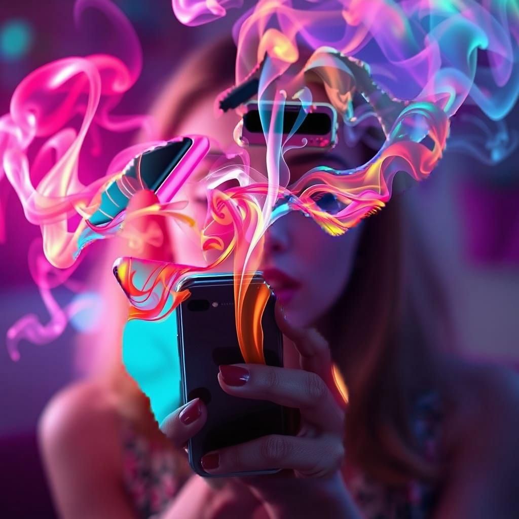 Whimsical Candyland Smoke Emanates from Phone