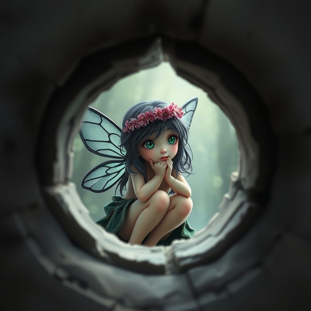 Emo Fairy Looking Through a Keyhole