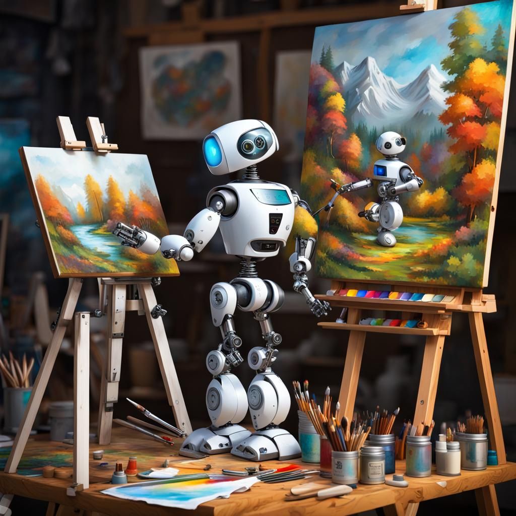 Mechanical Bob Ross Creates an Oil Painting