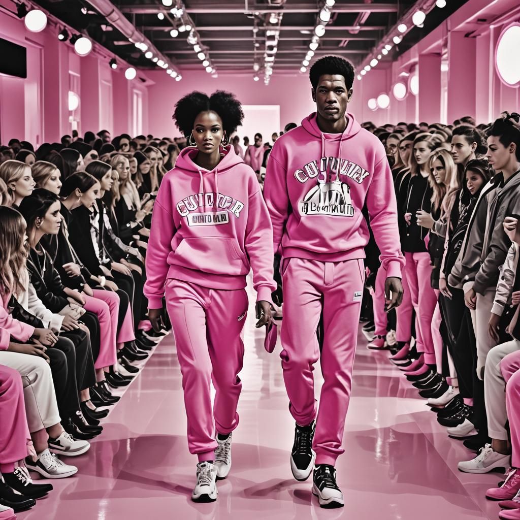 Pink Fashion Show Illustration in LaChapelle Style