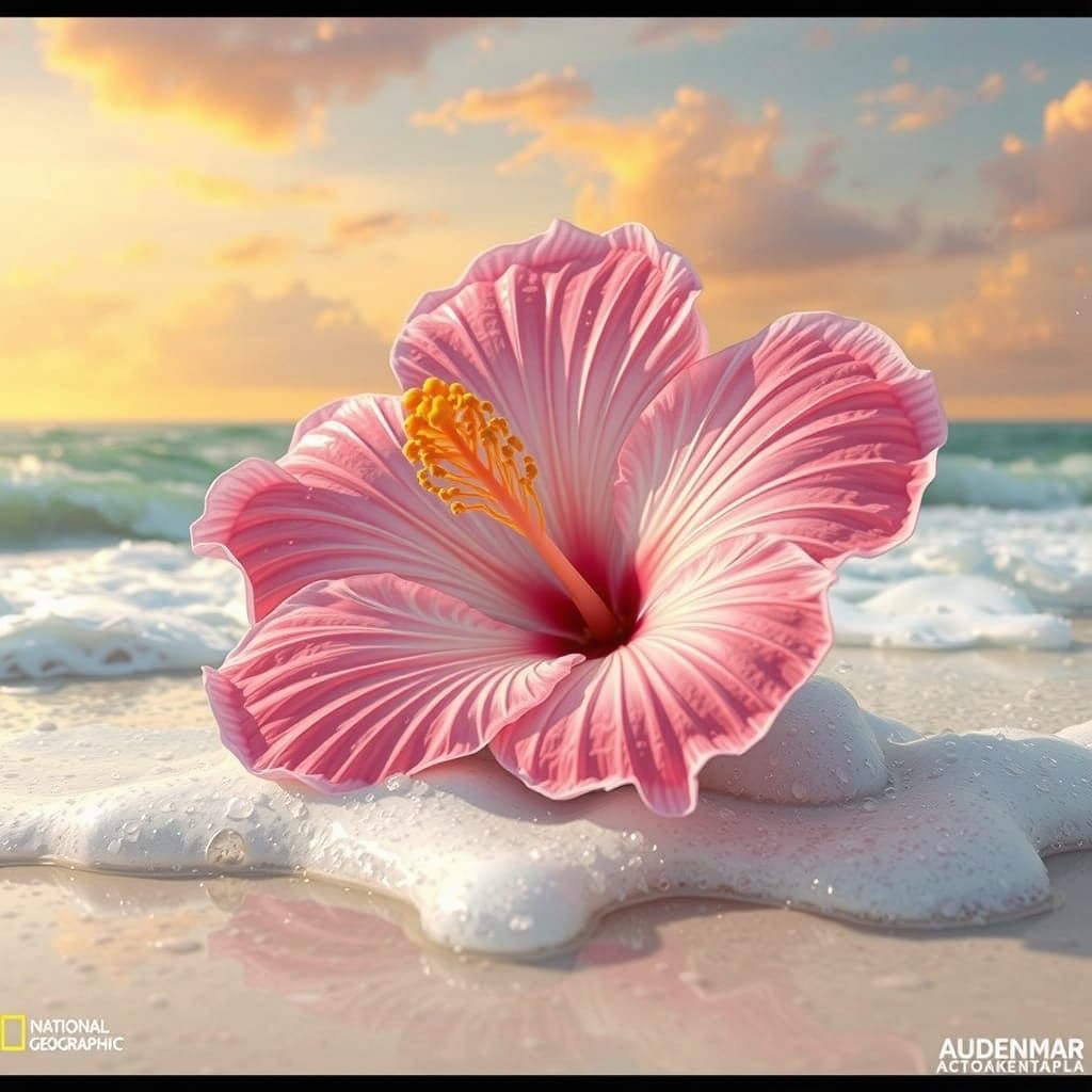 Alien Hibiscus Flower Washed Ashore: Anime Style