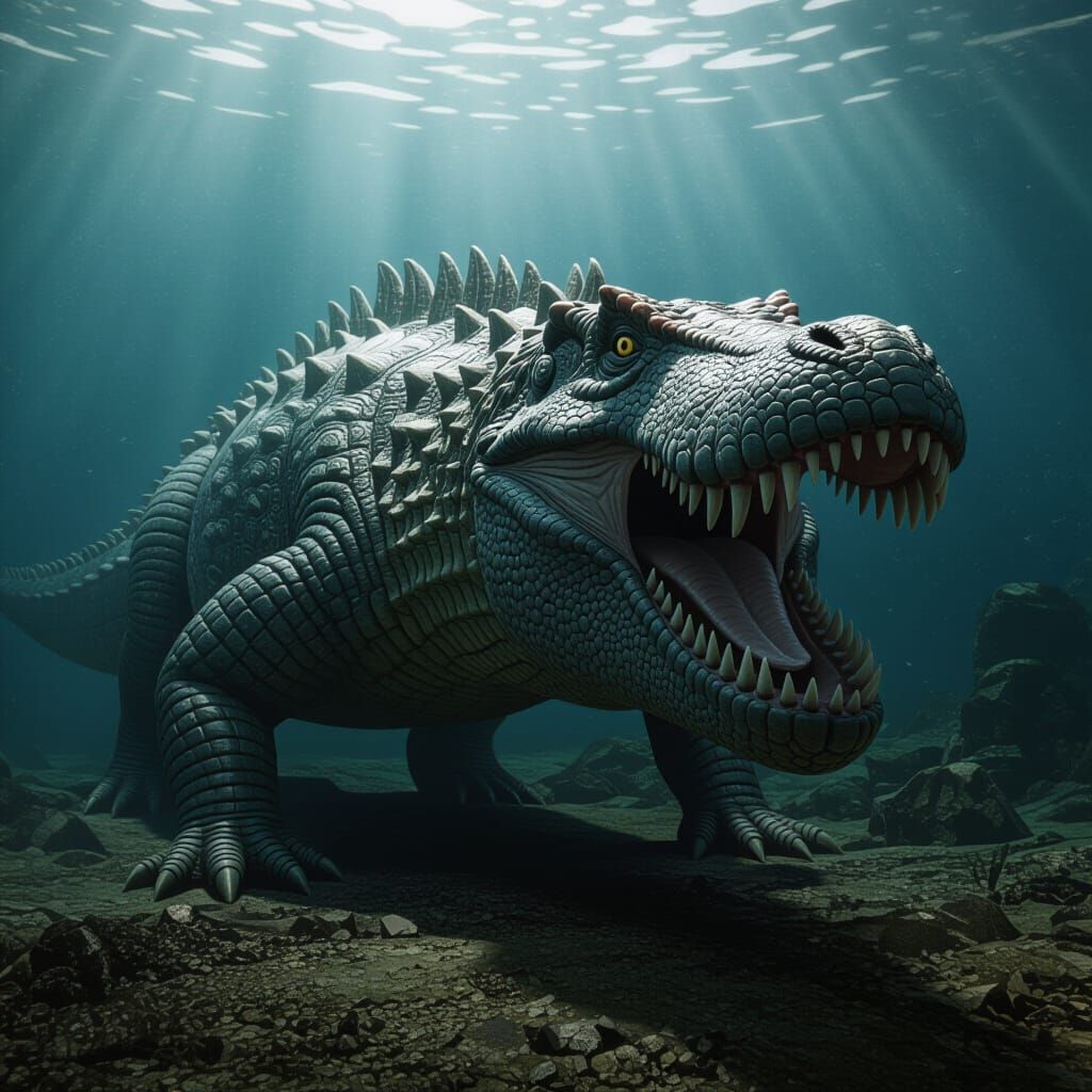 Hyperrealistic Sarcosuchus Imperator Portrait in HDR