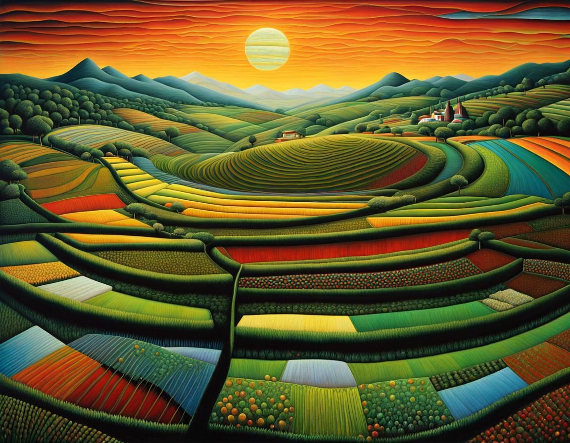 Mystic Terraced Rice Fields as Oil Painting