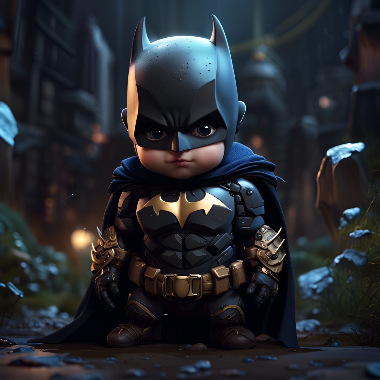Cute Baby Batman: Detailed Matte Painting