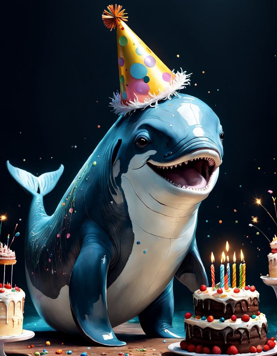 Vibrant Birthday Celebration with a Delightful Baluga Whale