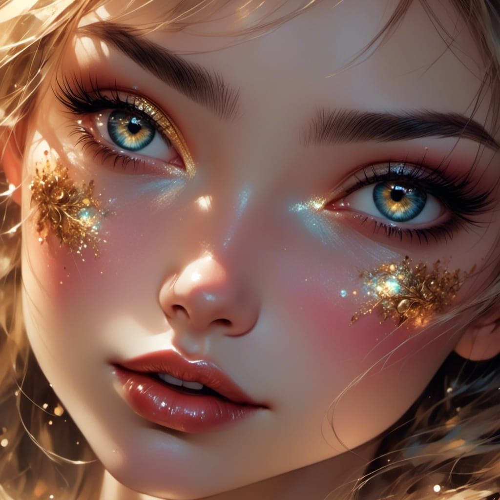 Ominous Iridescent Woman in Cosmic Twilight, Digital Art