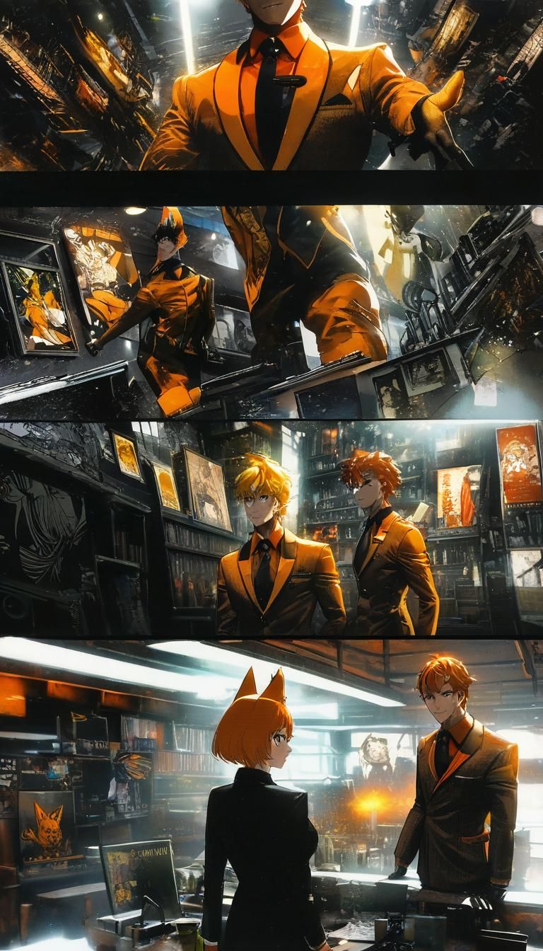 Anime Fox-Boy in Tokyo Coffee Shop