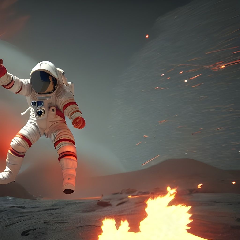 Astronaut Ablaze in Space: CryEngine Render