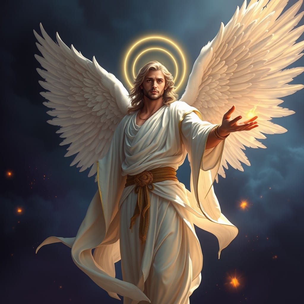 Angelic Figure Channels Healing Energy in Vibrant Matte Pain...