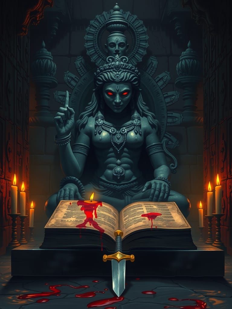 Fearsome Hindu Goddess Statue in Anime Style