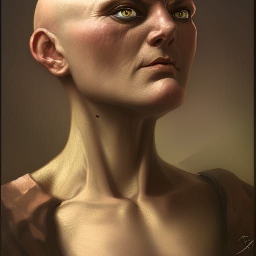 Reptilian Woman in Medieval Attire, Detailed Portrait