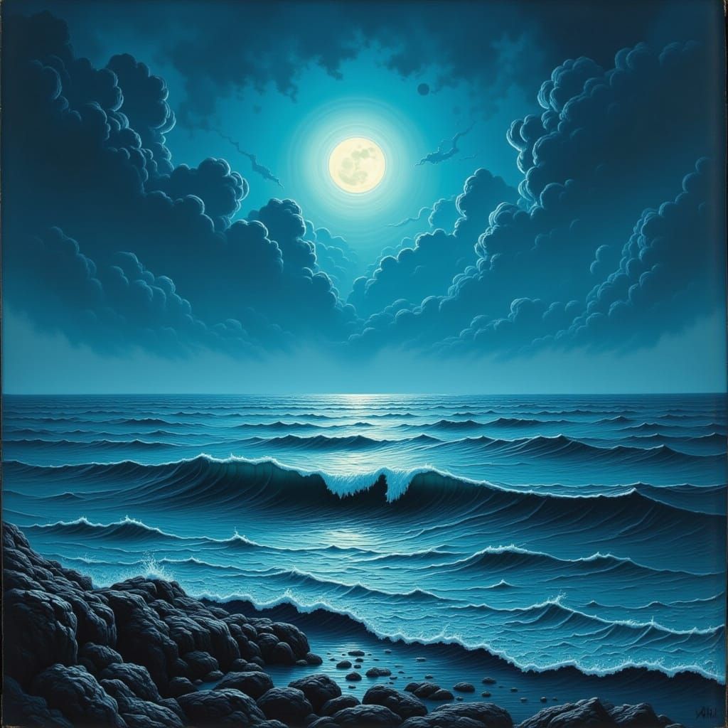 Ocean Moonlight in Luminist Style