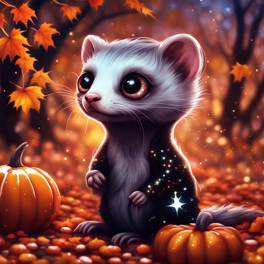 Halloween Ferret in Burton-esque Glitterpunk Style