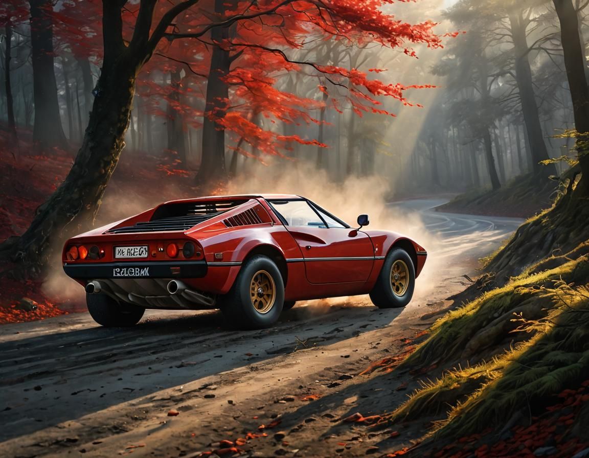 Lancia Stratos Drifting: Acrylic Impasto Painting