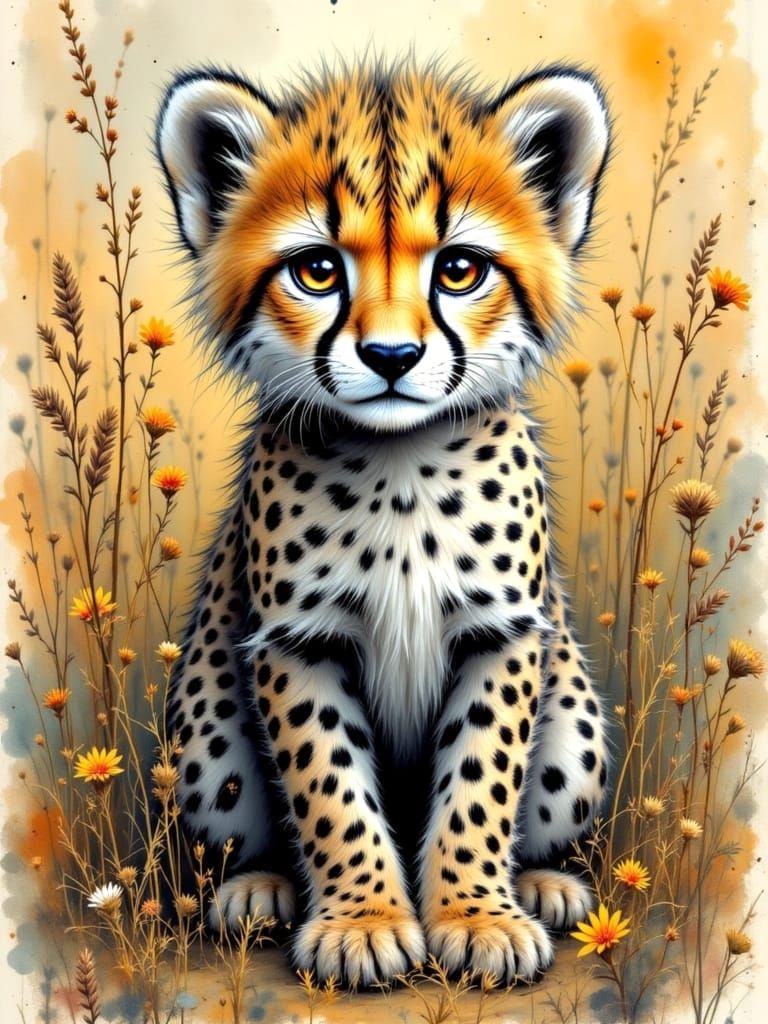 Spots like stars on a golden sea, A predator's grace, wild a...