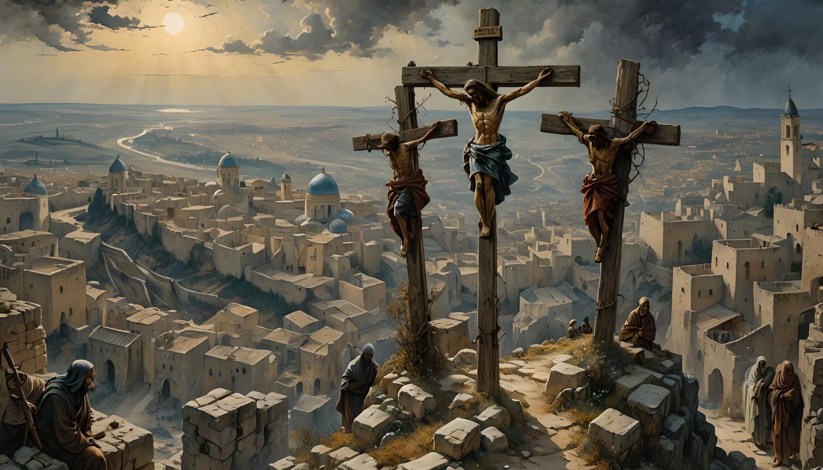 Jesus Overlooks Jerusalem: Arthur Rackham-Inspired Illustrat...